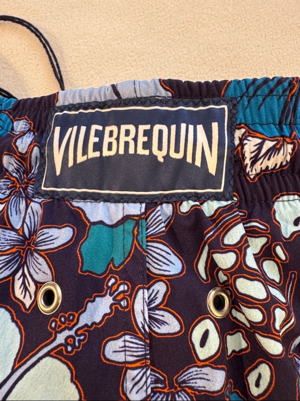 Vilebrequin Moorise Moorea Swim Trunks XL Blue Floral Turtle Print NWT - Picture 12 of 16